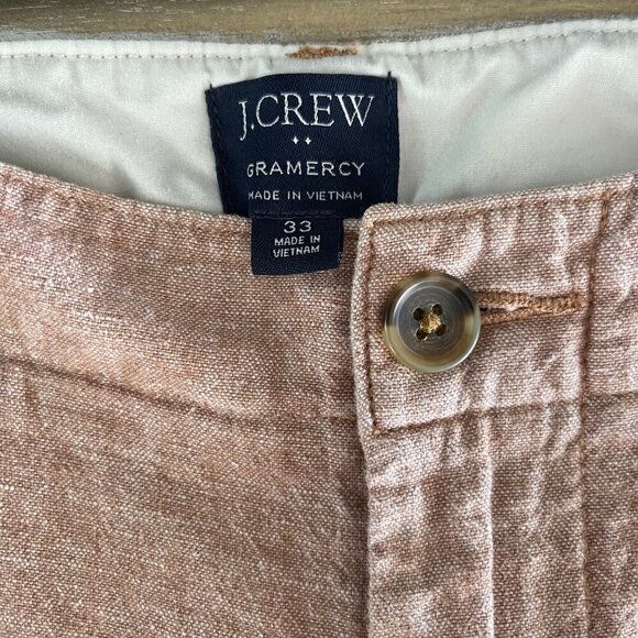 J Crew Mens Flat Front Gramercy Shorts Sz 33 Linen Cotton Lightweight Breathable - Picture 3 of 6